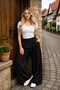 Women's Modal Fabric Wide Leg Black Trousers - 2