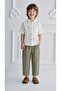 Boy's Muslin Shirt + Striped Green Balloon Jeans Set