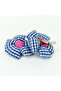 Handmade Fluffy Checkered Double Flower Buckle Set - 3