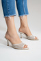Women's Pointed Toe Lace Embroidered Thin Heeled Evening Dress Slippers Julee Beige - 2