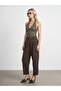 72703 Double-Breasted Trousers with Waist Detail - Brown
