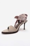 Marena Beige Suede Women's Thin Heeled Shoes with Scarf - 6