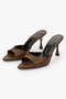 Women's Krista Light Brown Leather Heeled Slippers - 4