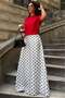 White Polka Dot Maxi Women's Satin Skirt Sh385 - 5