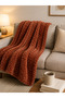 Auraa King Jacquard blanket 280gsm, 200x240cm - Brown - 2