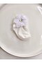 3-Piece White Decorated Baby Socks with Square Stones and Laser-Cut Roses - 2