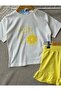 Pul Sequined Lemon Pattern T-Shirt with Ruffled Shorts Girls' Top and Bottom Set - 5
