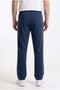 Men's Dark Blue Straight-Leg Comfortable Fit Combed Cotton Side-Piping Zipper Pocket Sweatpants - 2