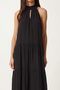 Flounced Summer Long Viscose Dress Lfg0181 Black - 4