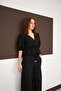 Front Tie Embroidered Voile Blouse - Black |   D2820 - 2