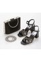 Women's Black Stylish Shiny Stones Embellished Kedigöz Detailed Thick Heeled Evening Dress Shoes and Bag Combination - 2