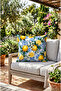 Amalfi Lemon Patterned Digital Print Blue, Yellow, White Square Throw Pillow 43 X 43 cm Double-Sided Throw Pillow Cover - 4