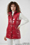 Women's High Collar Bright Red Vest - 3