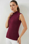 Women's Turtleneck Sleeveless Viscose Burgundy Bodysuit - 3