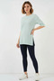 Women's Round Neck Side Slit Mint T-Shirt - 2