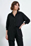 Women's Drawstring Waist Oversize Viscose Black Suit