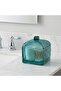 Velora Glass Cotton Storage Box Turquoise Bathroom Organizer Cosmetic Holder10X10X10.7Cm - 3