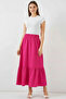 Women's Ruffled Hem Dark Pink Skirt - 3