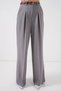 Women's High Waist Belted Palazzo Wide Leg Gray Trousers - 5