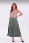Pleated Midi Skirt High Waist Elastic Casual & Stylish Women's Skirt - 3