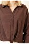 Women's Modal Fabric Crop Shirt with Drawstring Detail - 3