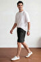 Men's Black Pique Fabric Double Leg Pocket Bermuda Shorts - 5