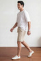 Men's Beige Pique Fabric Double Pocket Bermuda Shorts - 6
