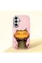Samsung Galaxy A16 Compatible Case Camera Protector Pink Silicone Couple Phone Case Cat Pattern