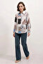 Women's Patterned Satin Light Beige Shirt - 2