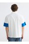 White Polo Neck Color Block Men's T-Shirt - 6
