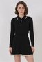 Women's Polo Collar Belted Knitwear Black Double Set - 2