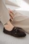 Wella Women's Lace-Up Genuine Suede Loafer Shoes Brown - 5