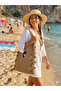 Hand-Knitted Straw Bag with Rose Motif, Red Paper Rope Bag