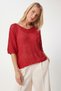 Bat Sleeve Seasonal Knitwear Blouse Lyy0147 Red - 4