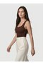 Women's Brown Square Neck Thick Strap Cotton Bodysuit - 3