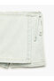 Normal Waist Tie-Detail Cotton Denim Short Skirt - 5