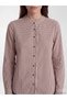 Burgundy Hakim Collar Plaid Women's Shirt - 3