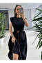 Black Leather Belted Padded Dress - 0103 - 4