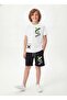 Round Neck X White Print Detailed Summer Boys' Top and Bottom Set - 2