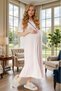 New Season Pink Summer Pajamas Set with Special Design and Easy Breastfeeding Feature, 100% Cotton Short Sleeve Maternity Nightgown Set - 6