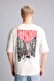 100% Cotton Boxy Fit Crew Neck Back Printed Short Sleeve Ecru T-Shirt I2345Ax26Sm - 6