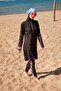 Black Full Covered Hijab Swimsuit 4-Piece Lycra Swimsuit Set M2330 - 3