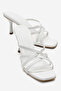 Women's Thin Strap Heeled Slippers – Square Toe Stylish Casual and Evening Slippers Leroy White