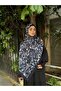 Novera Pattern Navy Blue Bamboo Crush Shawl 75X185 cm - 3