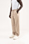 Men's Linen Striped Lace-Up Trousers Beige - 2