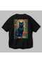 For the Love of Cats 8 Cats Printed Black Oversize T-Shirt 100% Cotton Unisex Cat Lover Premium Design - 3