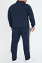 Men's Navy Blue Half Turtleneck Two Thread Large Size Tracksuit Set Lcv201550B - 7