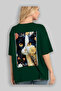 33 Cats for Cat Lovers Printed Green Oversize T-Shirt 100% Cotton Unisex Cat Lover Premium Design - 3