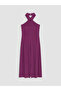 Burgundy Halter Neck Dress
