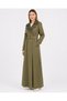 Women's Knitted Collar Maxi Length Double-Breasted Buttoned Belted Unlined Summer Trench Coat